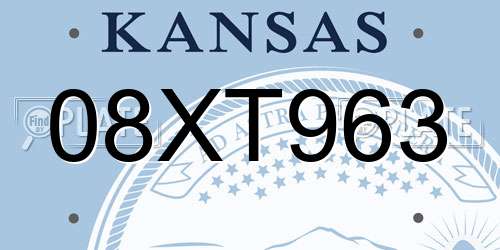 08XT963 Kansas License Plate