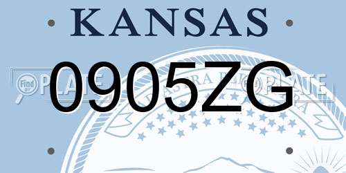 0905ZG Kansas License Plate