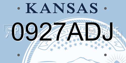 0927ADJ Kansas License Plate