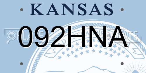 092HNA Kansas License Plate