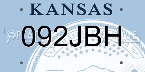 092JBH Kansas License Plate