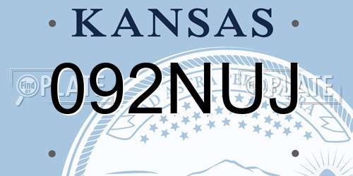 092NUJ Kansas License Plate