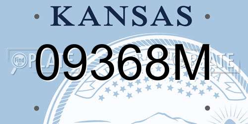 09368M Kansas License Plate