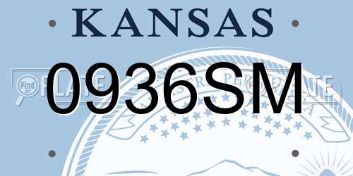 0936SM Kansas License Plate