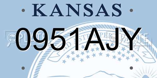 0951AJY Kansas License Plate