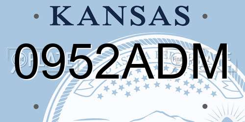 0952ADM Kansas License Plate