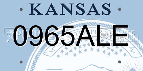 0965ALE Kansas License Plate