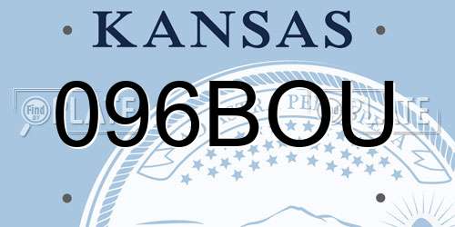 096BOU Kansas License Plate