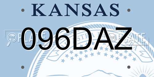 096DAZ Kansas License Plate