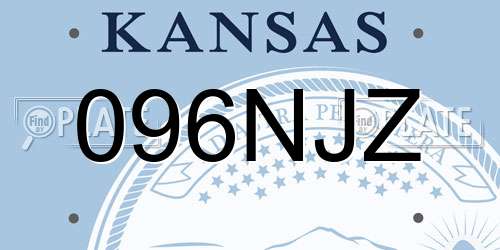 096NJZ Kansas License Plate