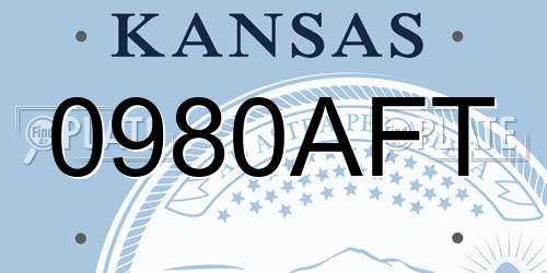 0980AFT Kansas License Plate