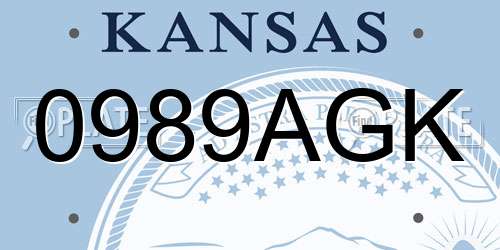 0989AGK Kansas License Plate