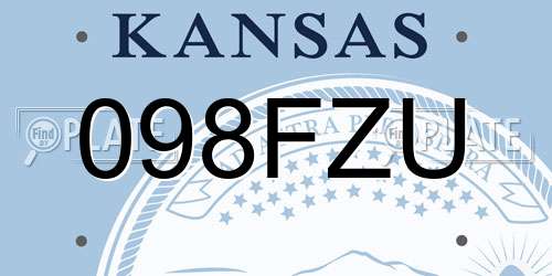 098FZU Kansas License Plate