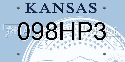 098HP3 Kansas License Plate