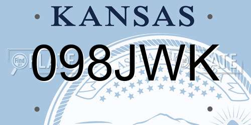098JWK Kansas License Plate