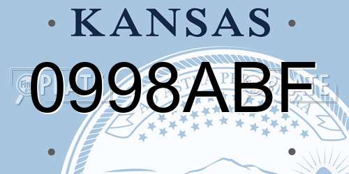 0998ABF Kansas License Plate