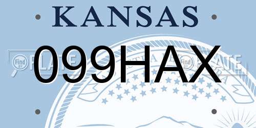 099HAX Kansas License Plate