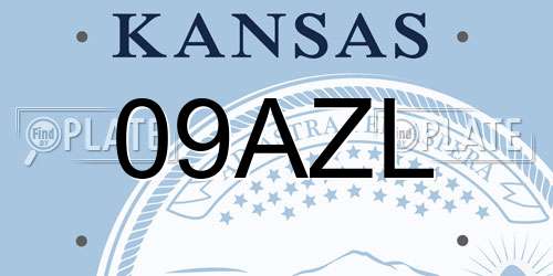 09AZL Kansas License Plate