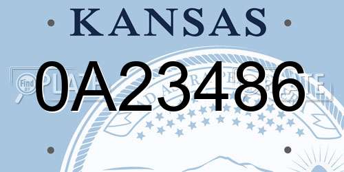 0A23486 Kansas License Plate