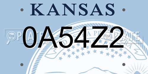 0A54Z2 Kansas License Plate