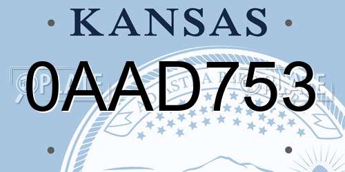 0AAD753 Kansas License Plate