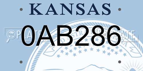 0AB286 Kansas License Plate