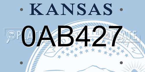 0AB427 Kansas License Plate