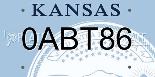0ABT86 Kansas License Plate