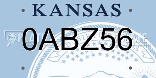 0ABZ56 Kansas License Plate