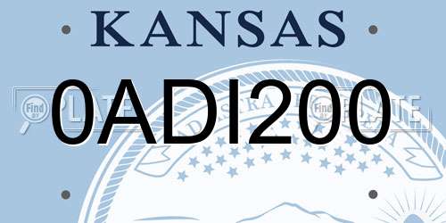 0ADI200 Kansas License Plate
