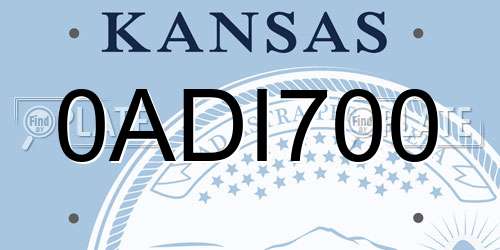 0ADI700 Kansas License Plate