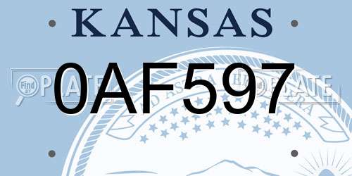 0AF597 Kansas License Plate