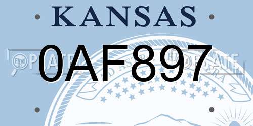 0AF897 Kansas License Plate