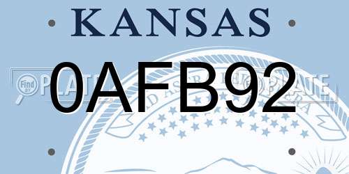 0AFB92 Kansas License Plate