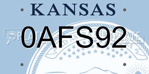 0AFS92 Kansas License Plate