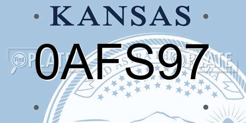 0AFS97 Kansas License Plate