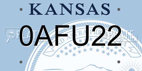 0AFU22 Kansas License Plate