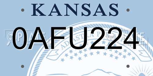 0AFU224 Kansas License Plate