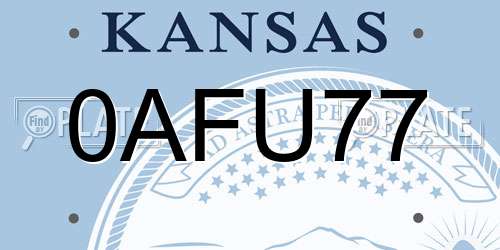 0AFU77 Kansas License Plate