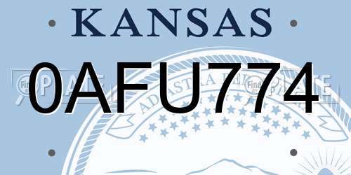 0AFU774 Kansas License Plate