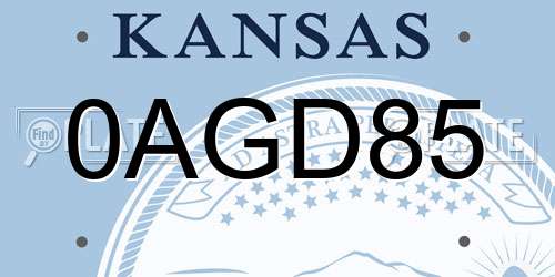 0AGD85 Kansas License Plate