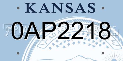 0AP2218 Kansas License Plate