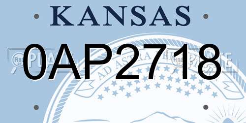 0AP2718 Kansas License Plate