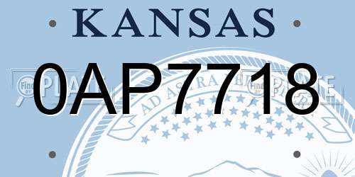 0AP7718 Kansas License Plate