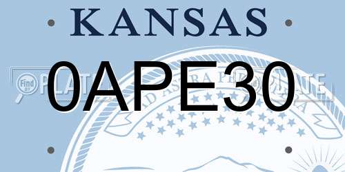 0APE30 Kansas License Plate