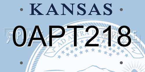 0APT218 Kansas License Plate