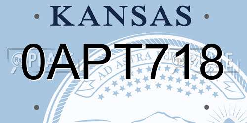 0APT718 Kansas License Plate