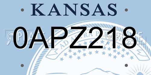 0APZ218 Kansas License Plate