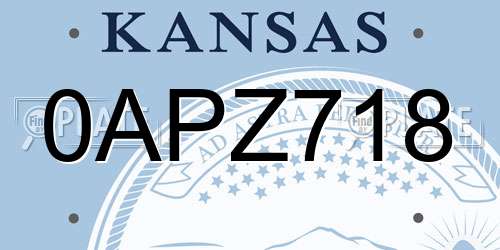0APZ718 Kansas License Plate