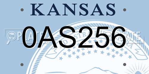 0AS256 Kansas License Plate